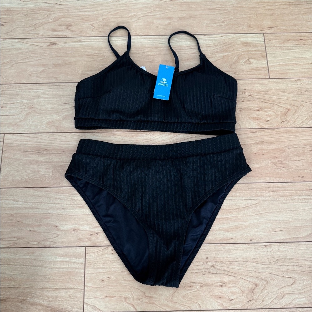 Cupshe Black Ribbed Bikini Set - Picture 4 of 6